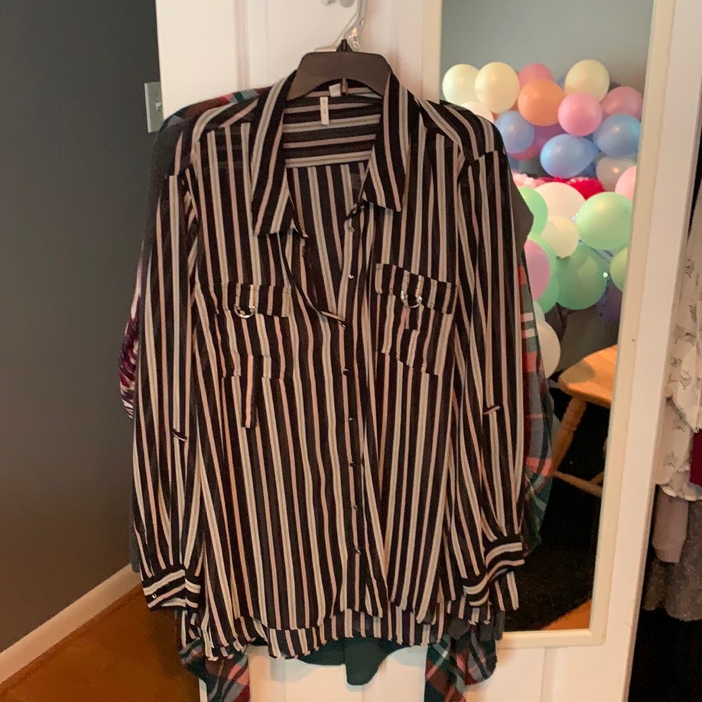 Cato black striped blouse